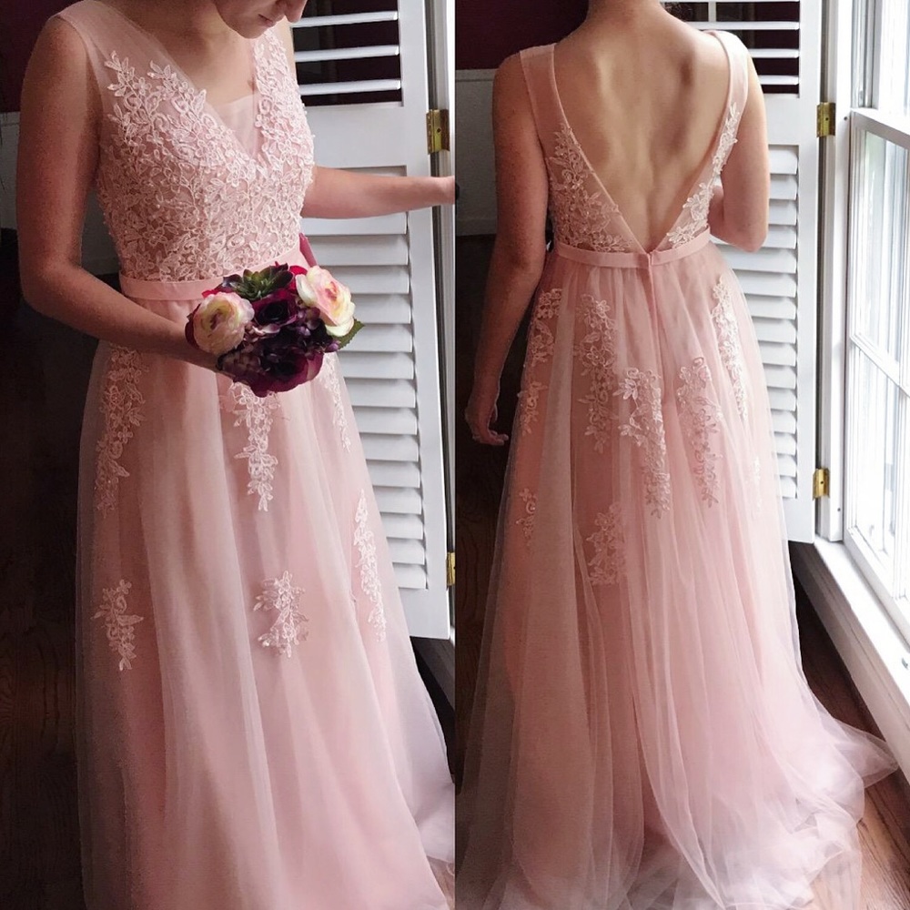 🌸Plus/Regular🌸Pink Lace Prom/Wedding Gown, 2-16 - Picture 8 of 8